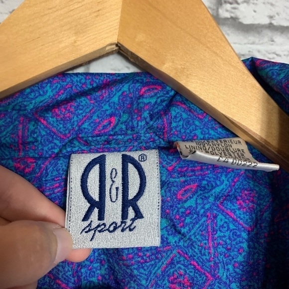 R&R Sports Jacket Vintage 90’s Abstract Print Full Zip Windbreaker Womens Size 8 - Picture 3 of 15